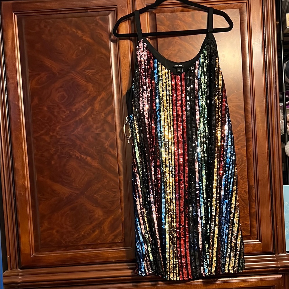 NWT Torrid Colorful Sequin Striped Dress 3X